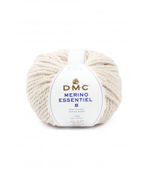 Filato Gomitolo Merimno Essentiel 8 D.M.C. 100Gr-80mt Colore Bianco Latte -Ferri consigliati n°8