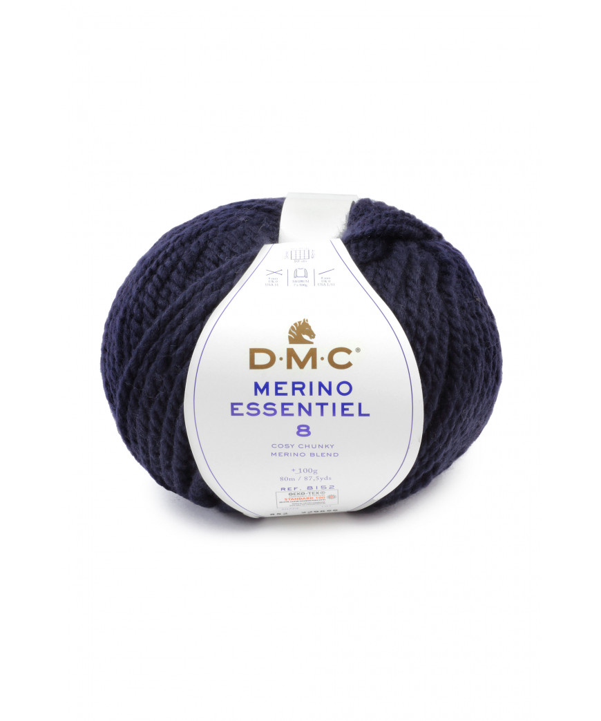 Filato Gomitolo Merimno Essentiel 8 D.M.C. 100Gr-80mt Colore Blu -Ferri consigliati n°8