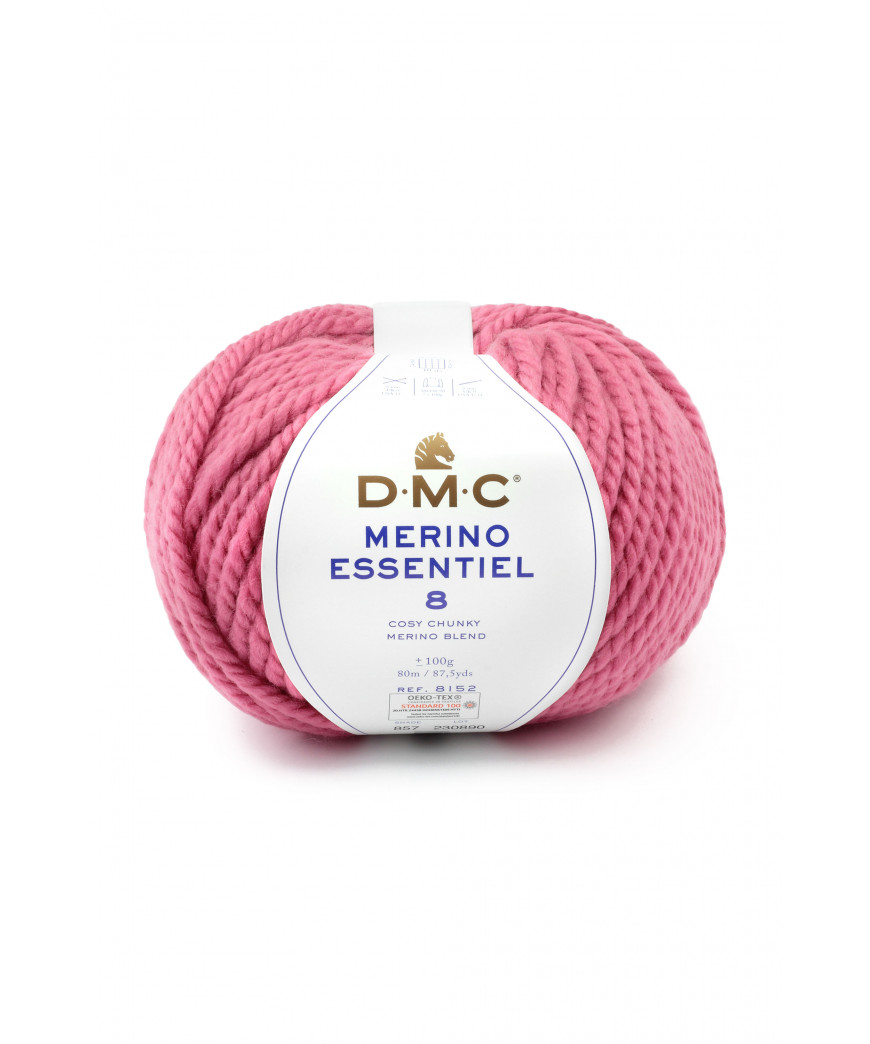 Filato Gomitolo Merimno Essentiel 8 D.M.C. 100Gr-80mt Colore Rosa Ninfea -Ferri consigliati n°8