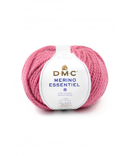 Filato Gomitolo Merimno Essentiel 8 D.M.C. 100Gr-80mt Colore Rosa Ninfea -Ferri consigliati n°8