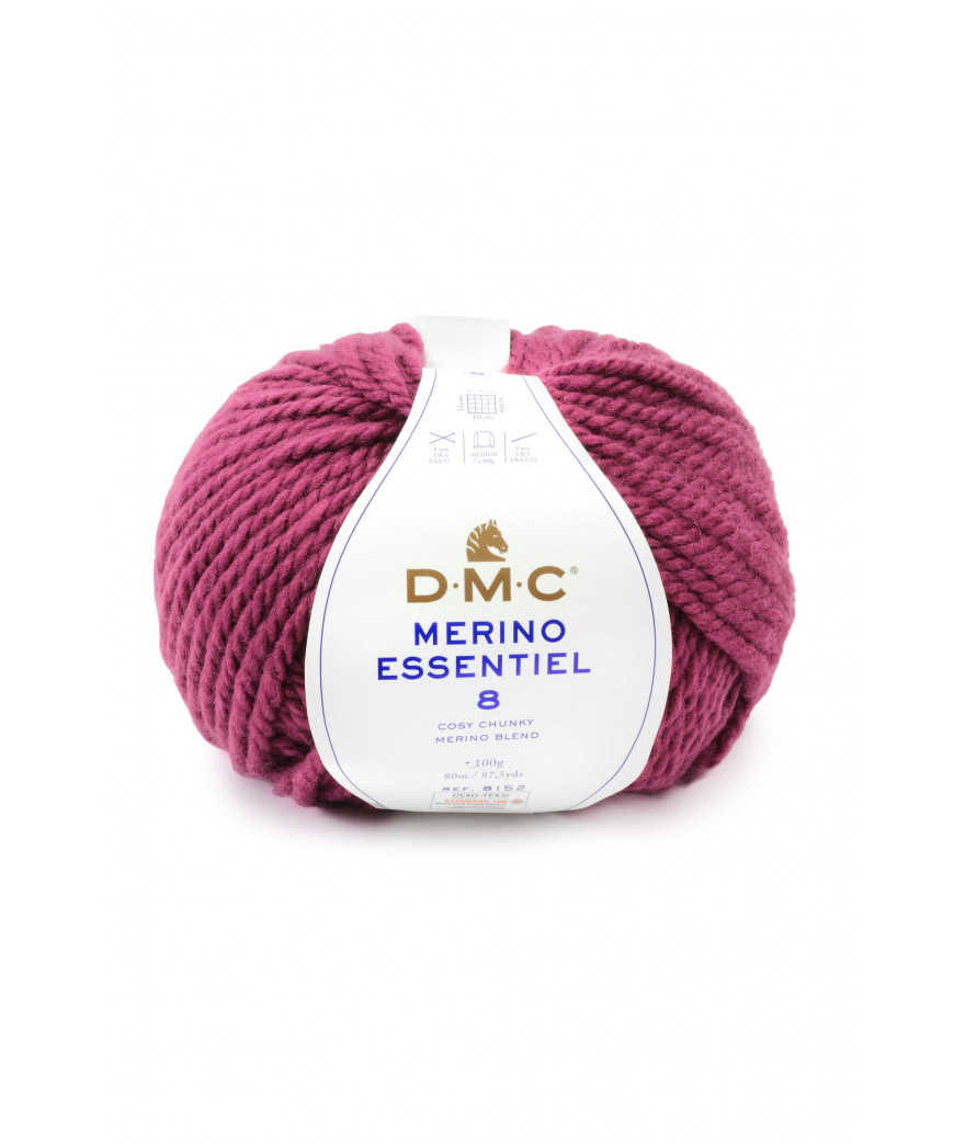 Filato Gomitolo Merimno Essentiel 8 D.M.C. 100Gr-80mt Colore Magenta -Ferri consigliati n°8