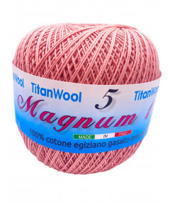 Cotone "Magnum"100% Egiziano Gasato Mercerizzato-100gr 452mt Colore Rosa Antico n°05-Uncinetto Consigliato n°2