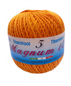 Cotone "Magnum"100% Egiziano Gasato Mercerizzato-100gr 452mt Colore Arancio n°1014-Uncinetto Consigliato n°2