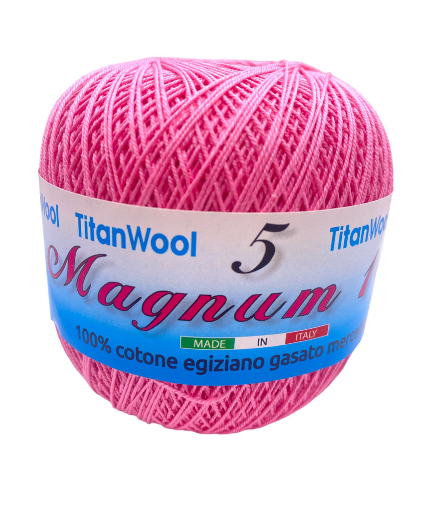 Cotone "Magnum"100% Egiziano Gasato Mercerizzato-100gr 452mt Colore Rosa Vivo n°103-Uncinetto Consigliato n°2