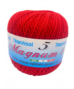 Cotone "Magnum"100% Egiziano Gasato Mercerizzato-100gr 452mt Colore Rosso n°114-Uncinetto Consigliato n°2