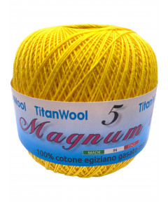 Cotone "Magnum"100% Egiziano Gasato Mercerizzato-100gr 452mt Colore Giallo n°1167-Uncinetto Consigliato n°2