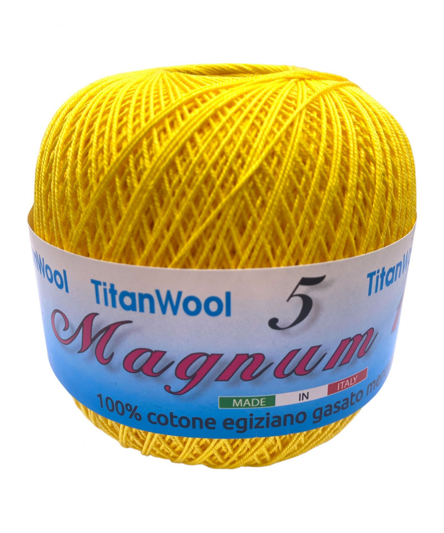 Cotone "Magnum"100% Egiziano Gasato Mercerizzato-100gr 452mt Colore Giallo n°1167-Uncinetto Consigliato n°2