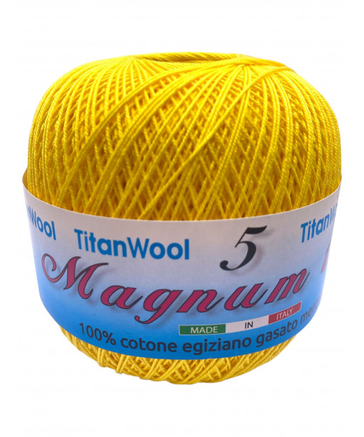 Cotone "Magnum"100% Egiziano Gasato Mercerizzato-100gr 452mt Colore Giallo n°1167-Uncinetto Consigliato n°2