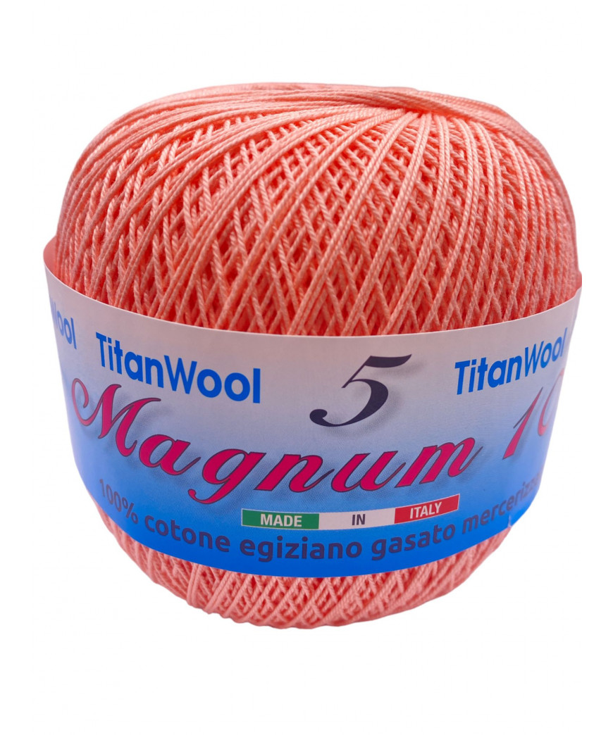 Cotone "Magnum"100% Egiziano Gasato Mercerizzato-100gr 452mt Colore Salmone n°140-Uncinetto Consigliato n°2