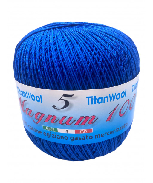 Cotone "Magnum"100% Egiziano Gasato Mercerizzato-100gr 452mt Colore Bluette n°141-Uncinetto Consigliato n°2