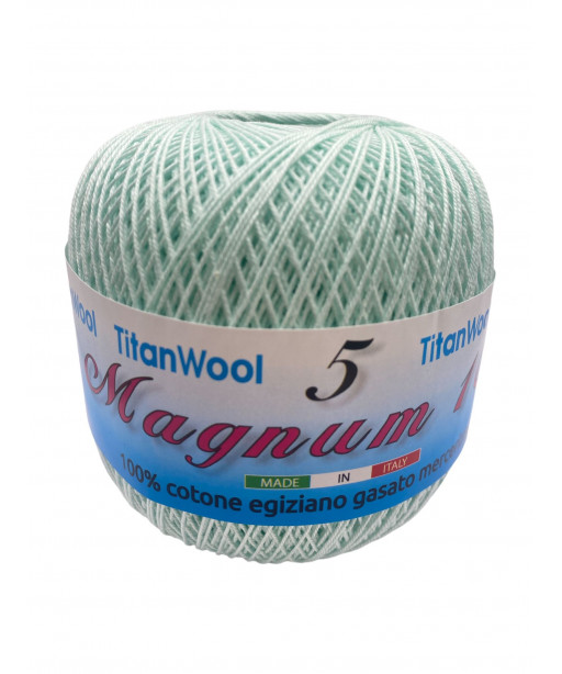 Cotone "Magnum"100% Egiziano Gasato Mercerizzato-100gr 452mt Colore Latte e Menta n°142-Uncinetto Consigliato n°2