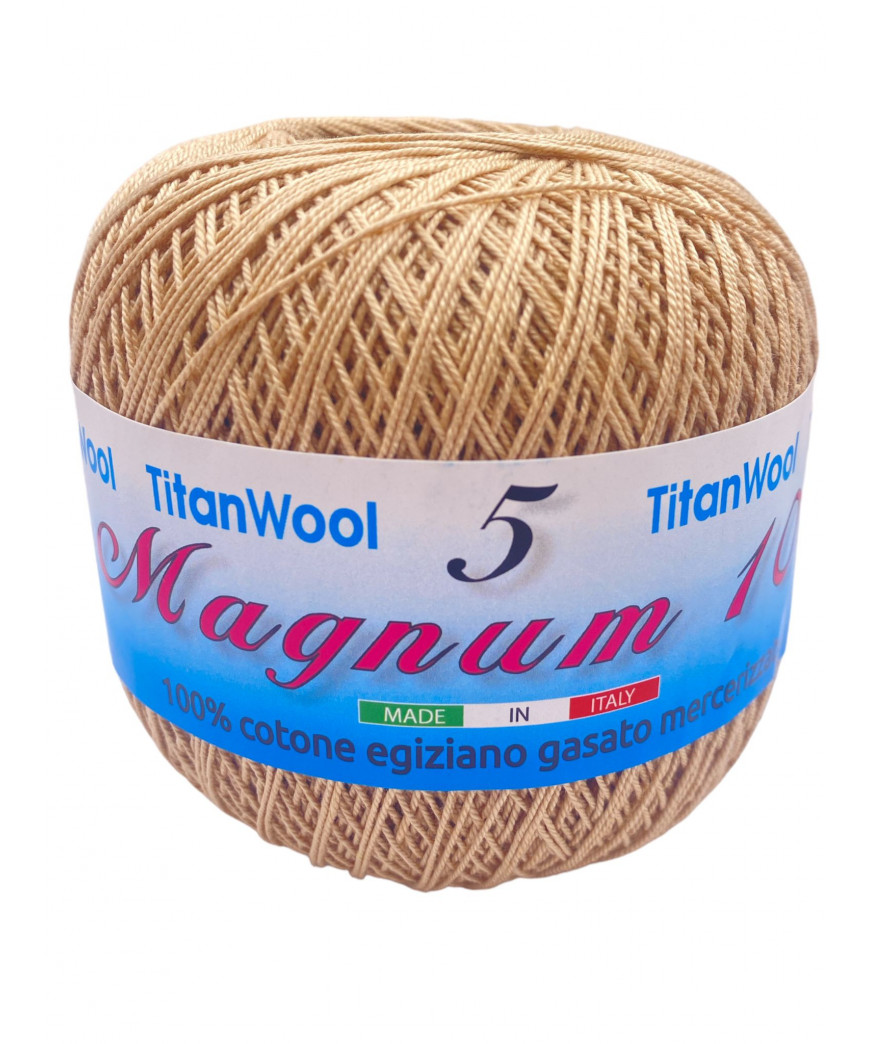 Cotone "Magnum"100% Egiziano Gasato Mercerizzato-100gr 452mt Colore Nocciola n°153-Uncinetto Consigliato n°2