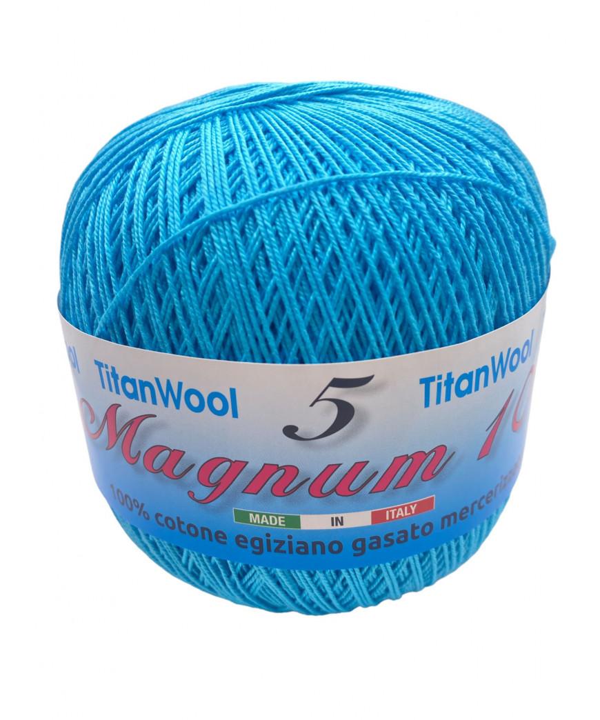 Cotone "Magnum"100% Egiziano Gasato Mercerizzato-100gr 452mt Colore Turchese n°174-Uncinetto Consigliato n°2