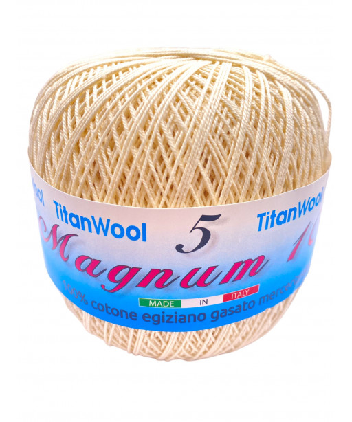 Cotone "Magnum"100% Egiziano Gasato Mercerizzato-100gr 452mt Colore Avorio n°2141 -Uncinetto Consigliato n°2