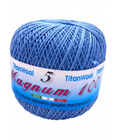 Cotone "Magnum"100% Egiziano Gasato Mercerizzato-100gr 452mt Colore Azzurro n°285-Uncinetto Consigliato n°2