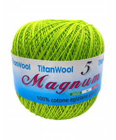 Cotone "Magnum"100% Egiziano Gasato Mercerizzato-100gr 452mt Colore Verde Mela n°287-Uncinetto Consigliato n°2