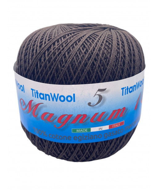 Cotone "Magnum"100% Egiziano Gasato Mercerizzato-100gr 452mt Colore Marrone n°288-Uncinetto Consigliato n°2