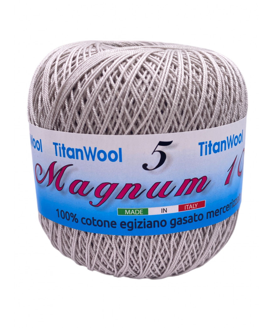 Cotone "Magnum"100% Egiziano Gasato Mercerizzato-100gr 452mt Colore Grigio Perla n°290-Uncinetto Consigliato n°2