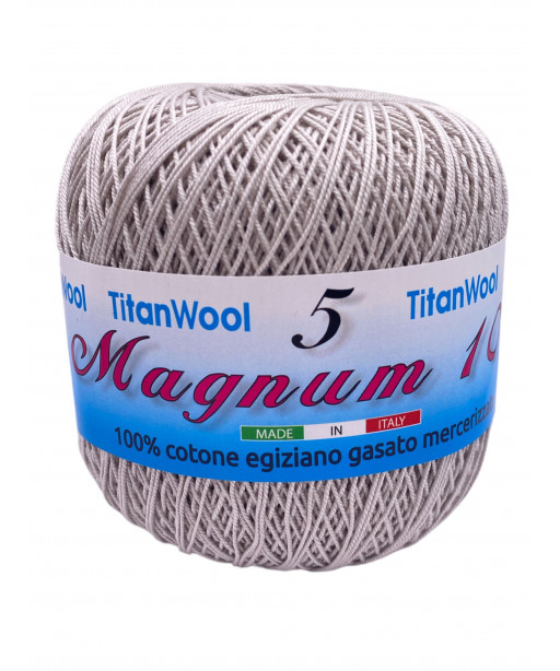 Cotone "Magnum"100% Egiziano Gasato Mercerizzato-100gr 452mt Colore Grigio Perla n°290-Uncinetto Consigliato n°2