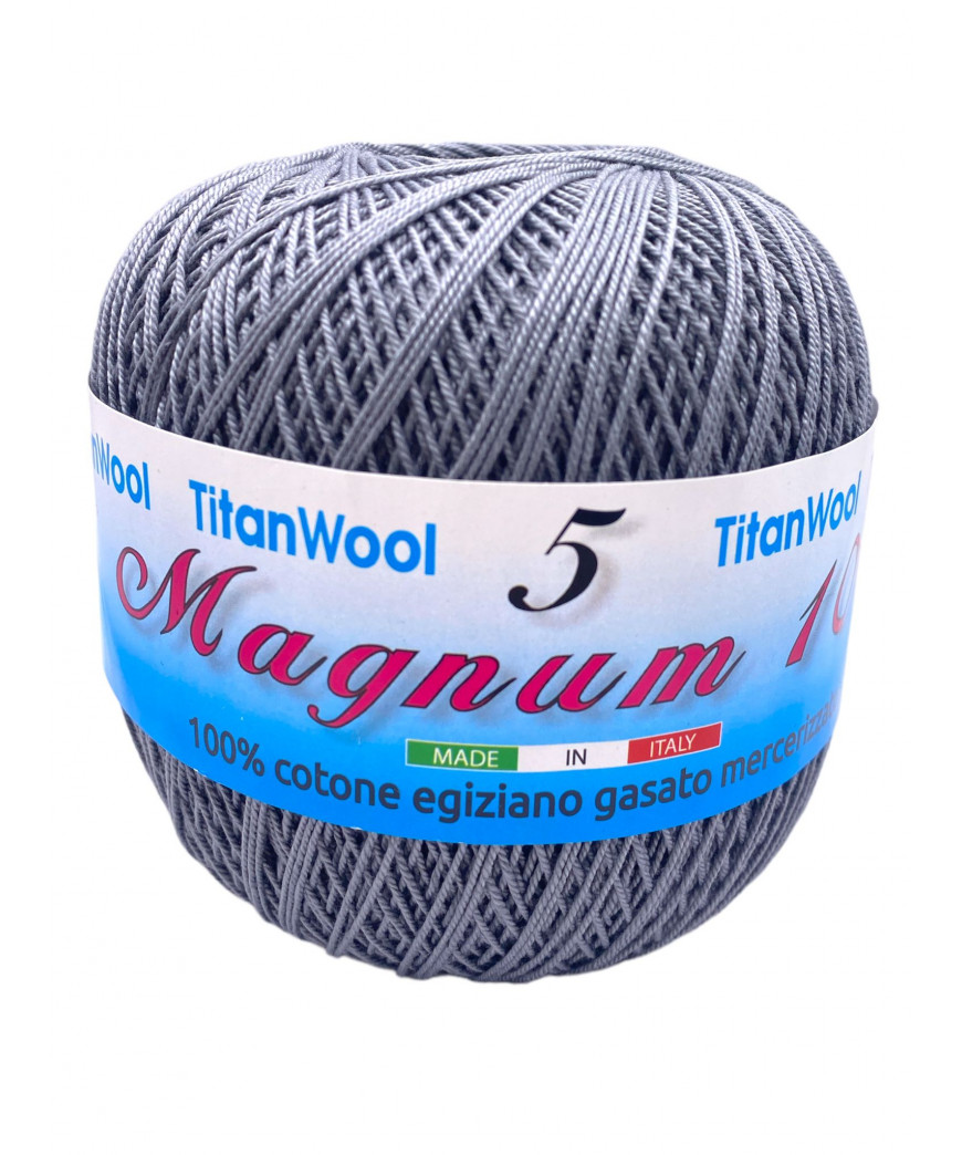 Cotone "Magnum"100% Egiziano Gasato Mercerizzato-100gr 452mt Colore Grigio n°302-Uncinetto Consigliato n°2