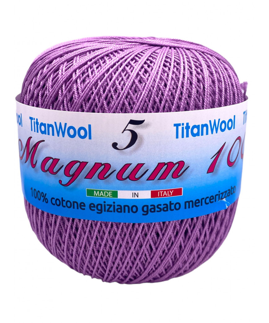 Cotone "Magnum"100% Egiziano Gasato Mercerizzato-100gr 452mt Colore Lilla n°38-Uncinetto Consigliato n°2