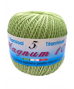 Cotone "Magnum"100% Egiziano Gasato Mercerizzato-100gr 452mt Colore Verde Sedano n°458-Uncinetto Consigliato n°2