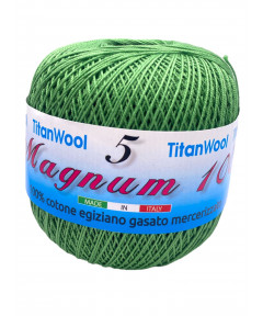 Cotone "Magnum"100% Egiziano Gasato Mercerizzato-100gr 452mt Colore Verde Praton°462-Uncinetto Consigliato n°2