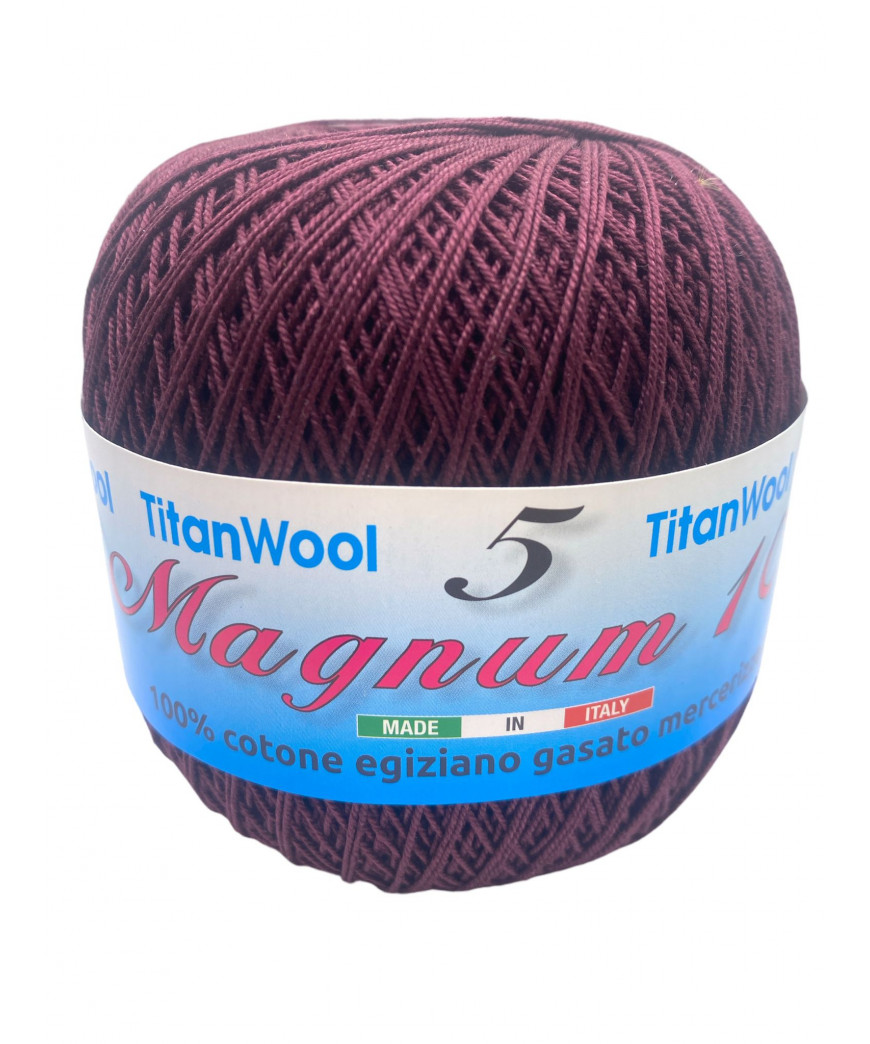 Cotone "Magnum"100% Egiziano Gasato Mercerizzato-100gr 452mt Colore Vinaccia n°50-Uncinetto Consigliato n°2