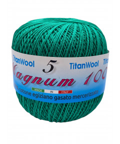 Cotone "Magnum"100% Egiziano Gasato Mercerizzato-100gr 452mt Colore Verde Smeraldo-Uncinetto Consigliato n°2