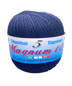 Cotone "Magnum"100% Egiziano Gasato Mercerizzato-100gr 452mt Colore Blu Scuro n°69-Uncinetto Consigliato n°2