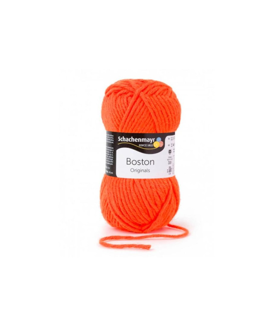 Gomitolo lana Boston Original Schachenmayr 50gr,Arancio Fluo 122