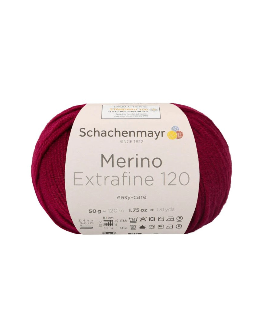 Gomitolo Lana Merino Extrafine 120 50g Bordeaux n°142