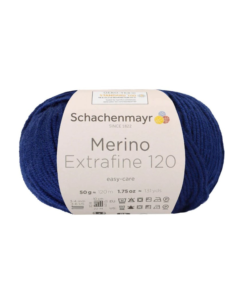 Gomitolo Lana Merino Extrafine 120 50g, Blu n°158