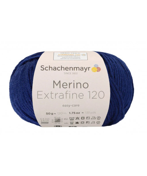 Gomitolo Lana Merino Extrafine 120 50g, Blu n°158