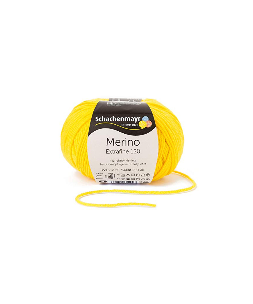 Gomitolo Lana Merino Extrafine 120 50g Giallo n°122