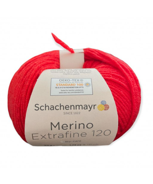Gomitolo Lana Merino Extrafine 120 50g rosso n°130