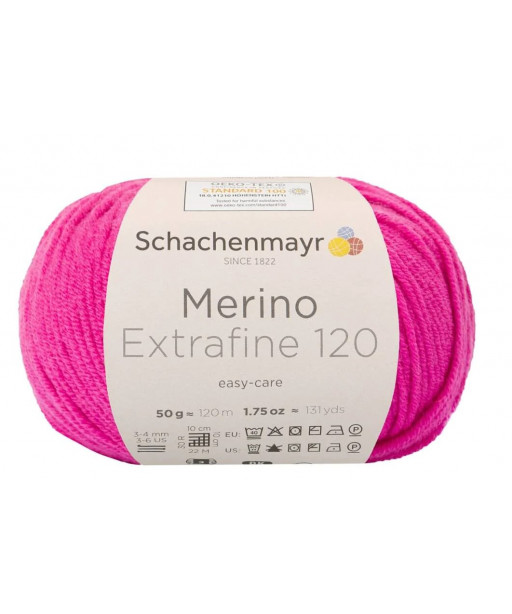 Gomitolo Lana Merino Extrafine 120 50g Fuxia n°137