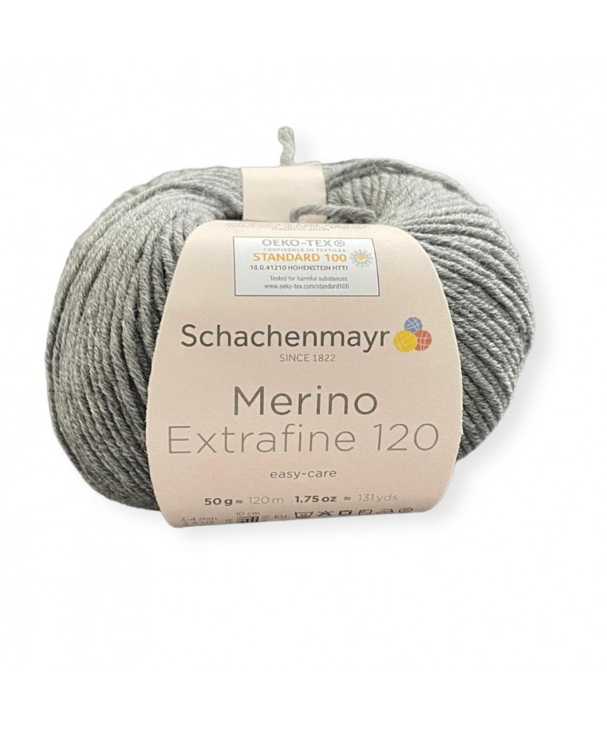 Gomitolo Lana Merino Extrafine 120 50g grigio n°192