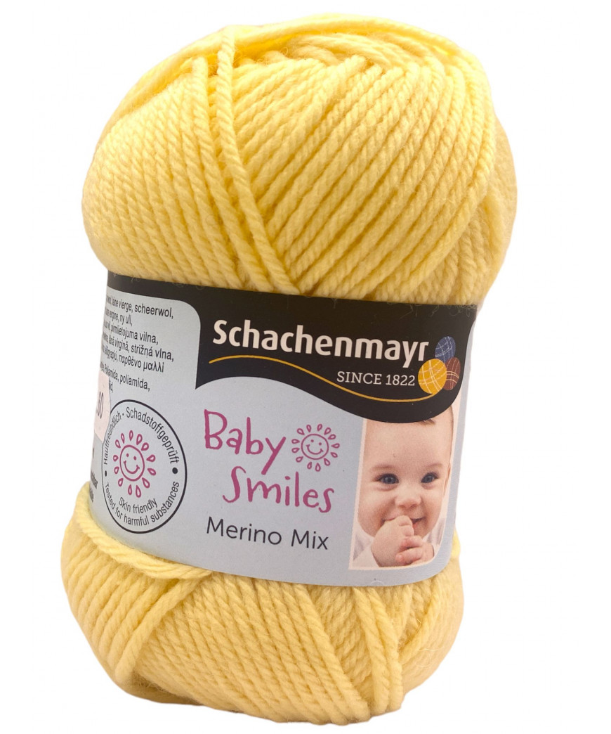 Gomitolo Lana "Bbay Smiles Merino Mix 50gr 120mt-ferri consigliati n°4 Colore Giallo n°1021