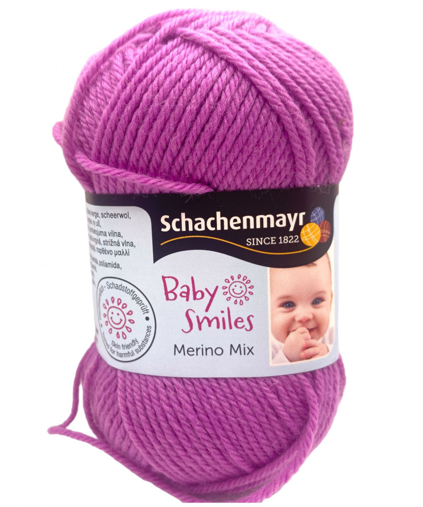 Gomitolo Lana "Bbay Smiles Merino Mix 50gr 120mt-ferri consigliati n°4 Colore Lilla n°1047