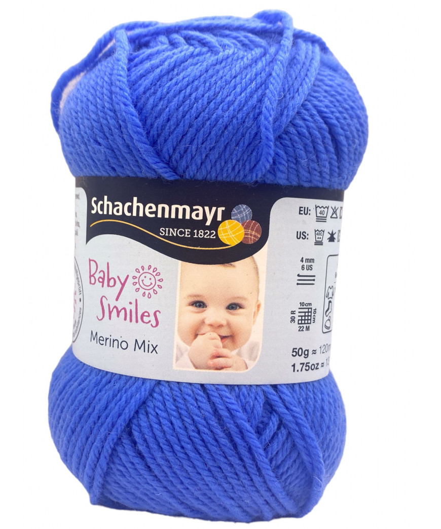 Gomitolo Lana "Bbay Smiles Merino Mix 50gr 120mt-ferri consigliati n°4 Colore Bluette n°1053