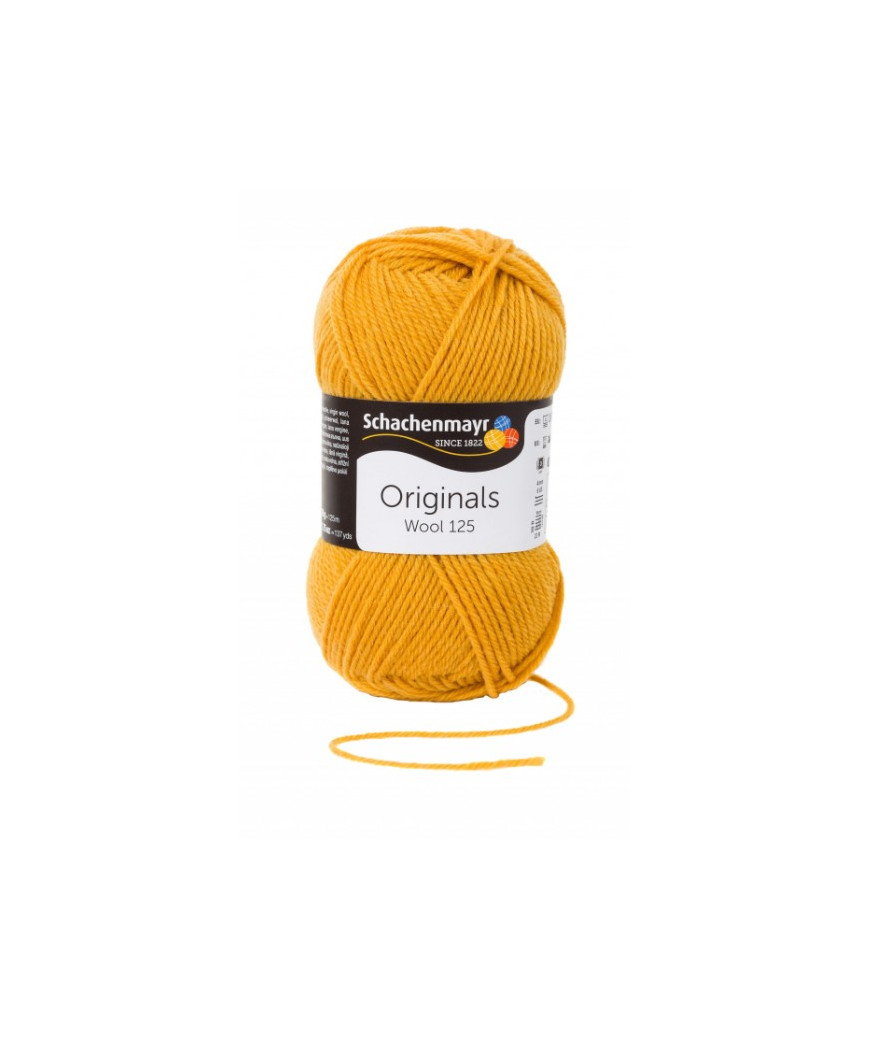 Filato Gomitolo Lana "Wool 125" 50gr-125mt-Ferri Consigliati n°4-Colore Ocra n°121