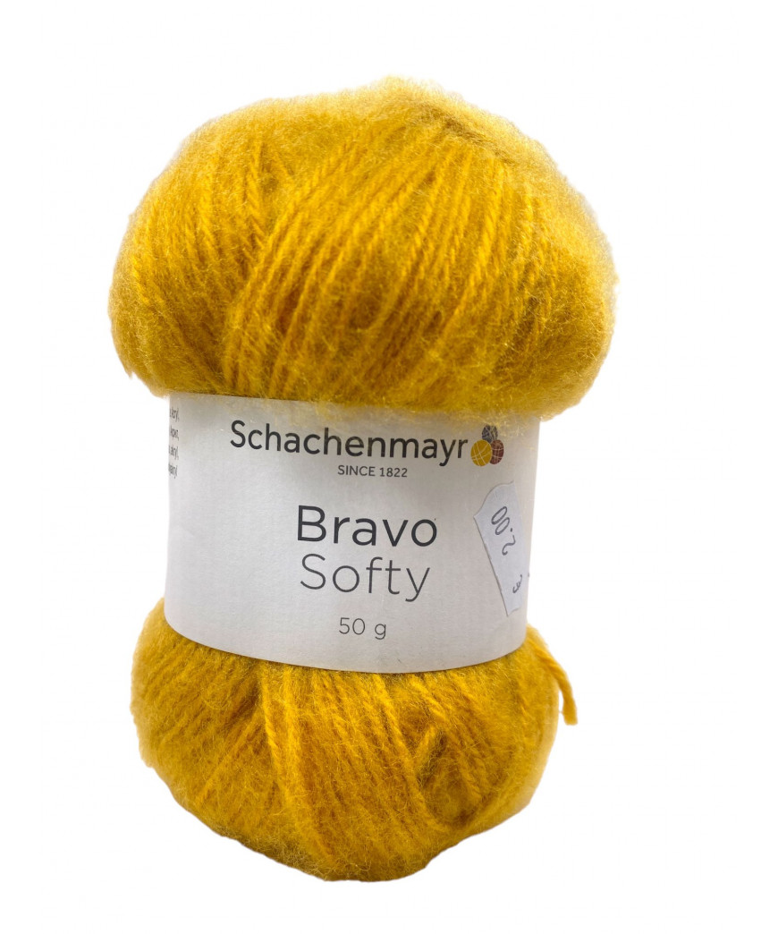 Gomitolo Lana Bravo Softy 50gr,140mt Ferri Consigliati n°3-4 Colore Giallo Ocra n°08028