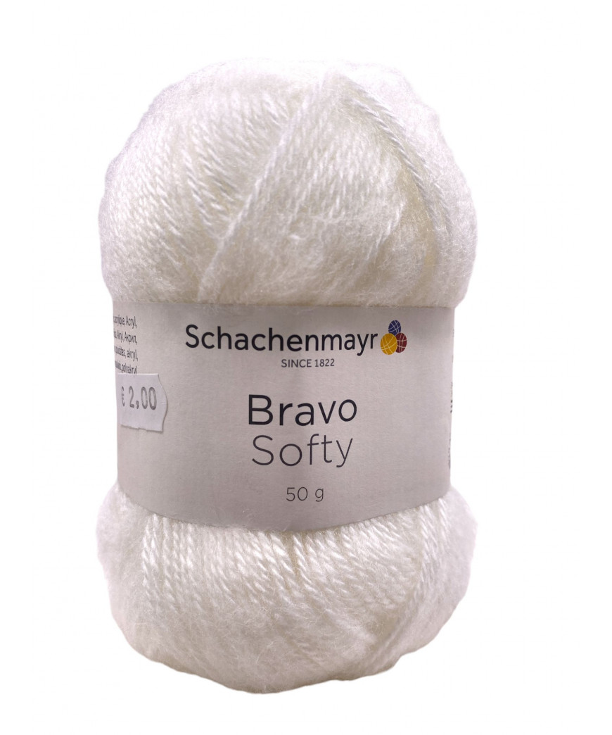 Gomitolo Lana Bravo Softy 50gr,140mt Ferri Consigliati n°3-4 Colore  Panna n°08200