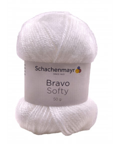 Gomitolo Lana Bravo Softy 50gr,140mt Ferri Consigliati n°3-4 Colore  Bianco n°08224