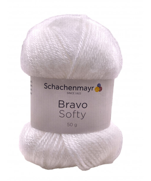 Gomitolo Lana Bravo Softy 50gr,140mt Ferri Consigliati n°3-4 Colore Bianco n°08224