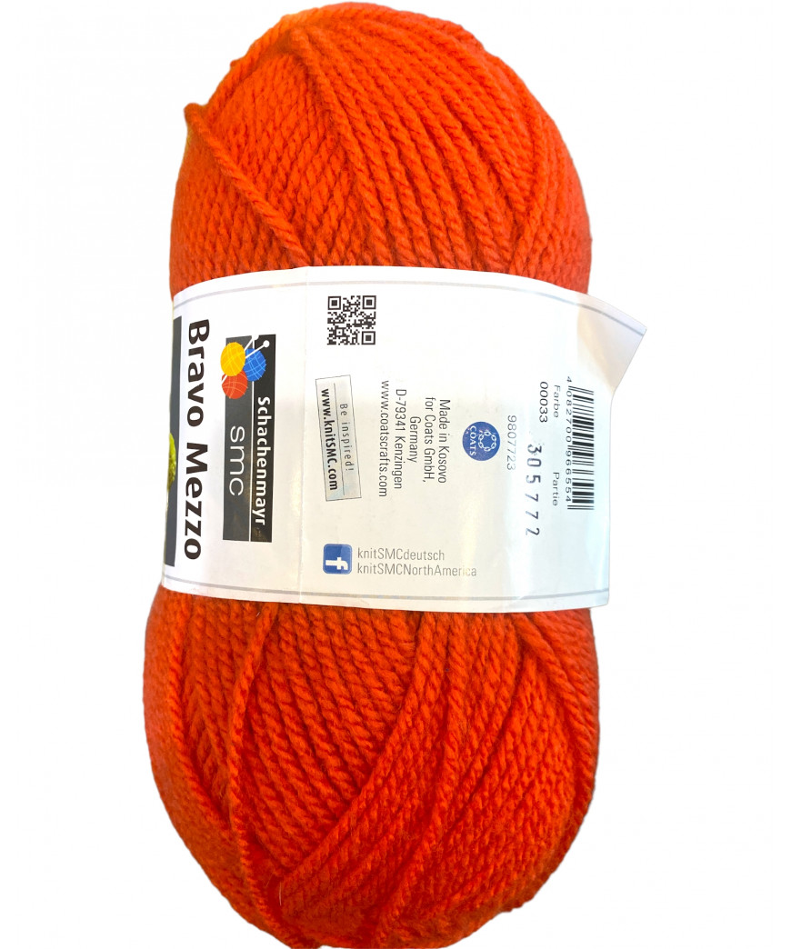 Gomitolo lana Bravo Mezzo 100gr-165mt Colore Arancio  n°33