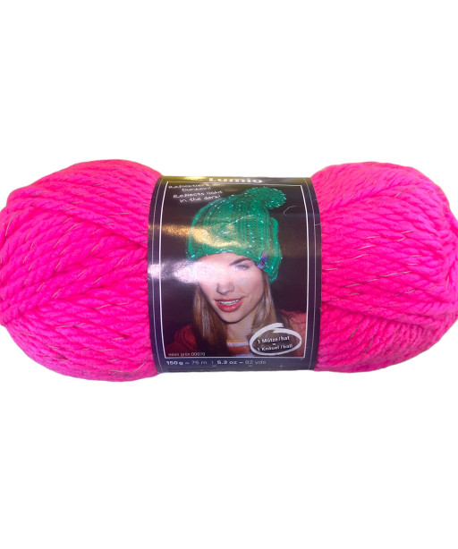 Filato Lana  Lumio Color 150gr-75mt ideale per cappelli Filo catarifrangente-Colore Rosa Fluo