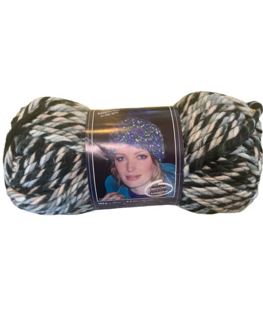 Filato Lana  Lumio Color 150gr-75mt ideale per cappelli Filo catarifrangente-Colore Mix Nero