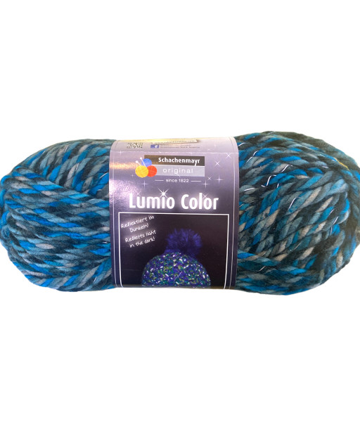 Filato Lana  Lumio Color 150gr-75mt ideale per cappelli Filo catarifrangente-Colore Mix Smeraldo